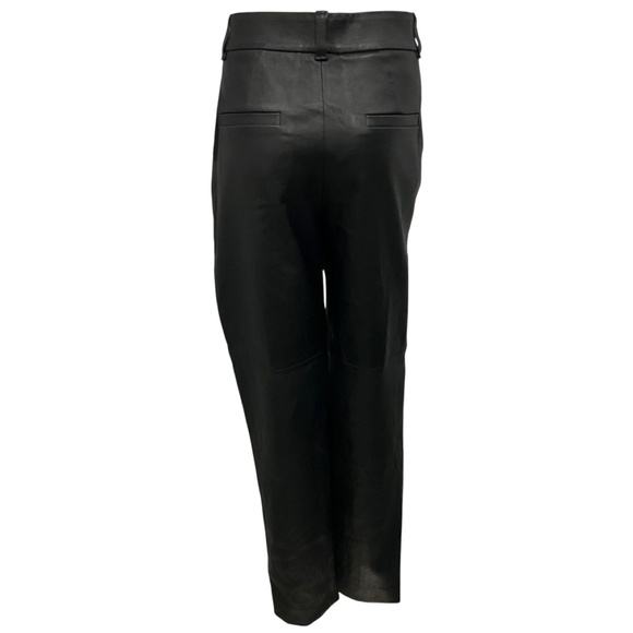 BRUNELLO CUCINELLI BLACK STRETCH NAPPA LEATHER CIGARETTE TROUSER - Picture 3 of 6